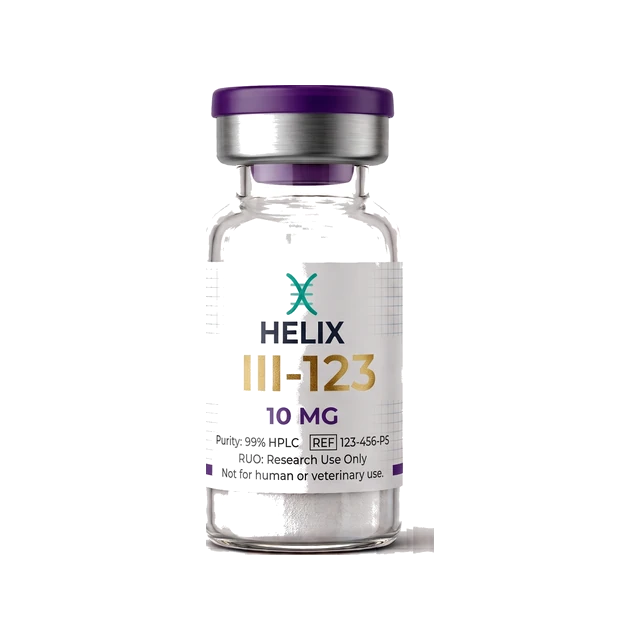 Photoreal product render of a peptide vial